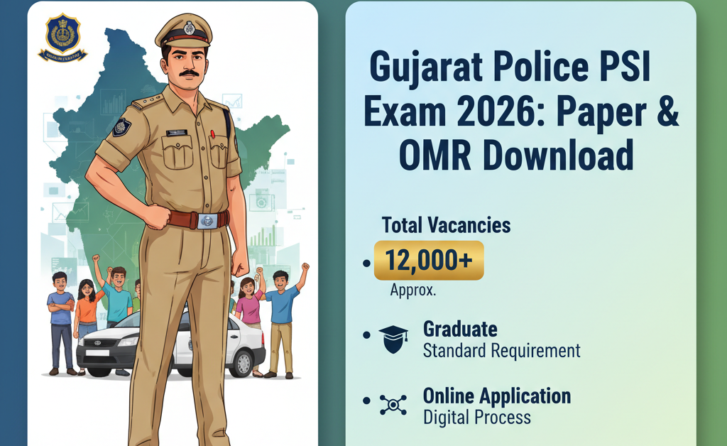 (ગુજરાત પોલીસ PSI પ્રશ્નપત્ર 2026) Gujarat Police PSI Exam 2026: Paper & OMR Download